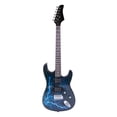 thumbnail image 5 of 6 String Electric Guitar in Lightning Pattern, Right Handed Electric Guitar w/ Power Cord/Strap/Bag/Plectrums, Great Gifts for Musical Lovers (Black & Dark Blue), 5 of 9