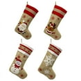 thumbnail image 2 of 4 Pack Burlap Christmas Stockings 18Inch Large Burlap Xmas Stockings with Red Cuff Fireplace Hanging Stockings Decoration Stockings for Family Holiday Xmas Party Santa Claus,Reindeer,Snowman,Snowflake, 2 of 8