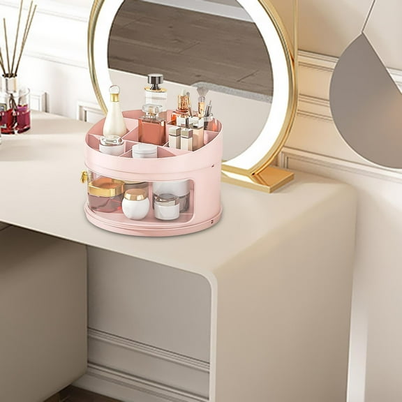 Dust Makeup Organizer Box ,Bathroom Organizer Case ,Visible Jewelry Storage Small and Pink