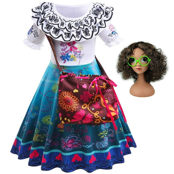 Girls Mirabel Costume Dress Princess Cosplay Outfits Stage Show Party Dress Up