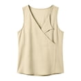 thumbnail image 4 of ClodeEU Women's V Neck Sleeveless Linen Blend Top,Solid Color Casual Tank Tops Beige,Women's Plus L, 4 of 7