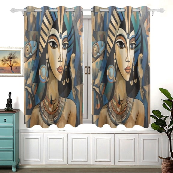 The Queen Of Egypt Abstract Black Out Curtains Aesthetic for Bedroom Living Room Sliding Glass Doors Kitchen Windows 2 panels set