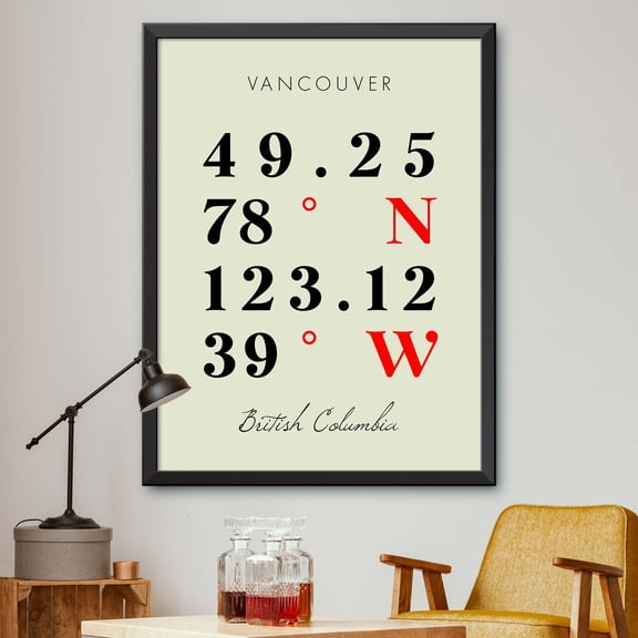 Map of Vancouver, British Columbia, Multiline Coordinates Colored (18x24)