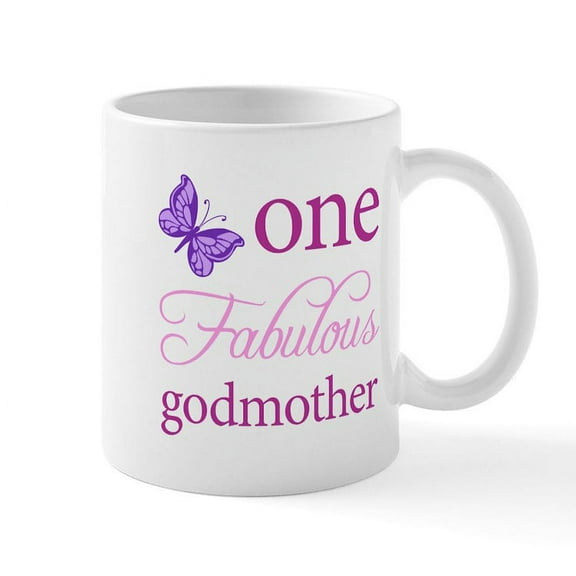 CafePress - One Fabulous Godmother Mug - 11 oz Ceramic Mug - Novelty Coffee Tea Cup