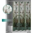 thumbnail image 3 of Waterproof Shower Curtain Stained Glass Meadow Flower Dragonfly Print Polyester Fabric Bath Curtain Home Hotel Apartment Bathroom Shower Curtain 72x72IN, 3 of 5