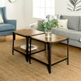 thumbnail image 4 of Angle Iron Rustic Wood End Side Table Set of 2 - Barnwood Brown, 4 of 10