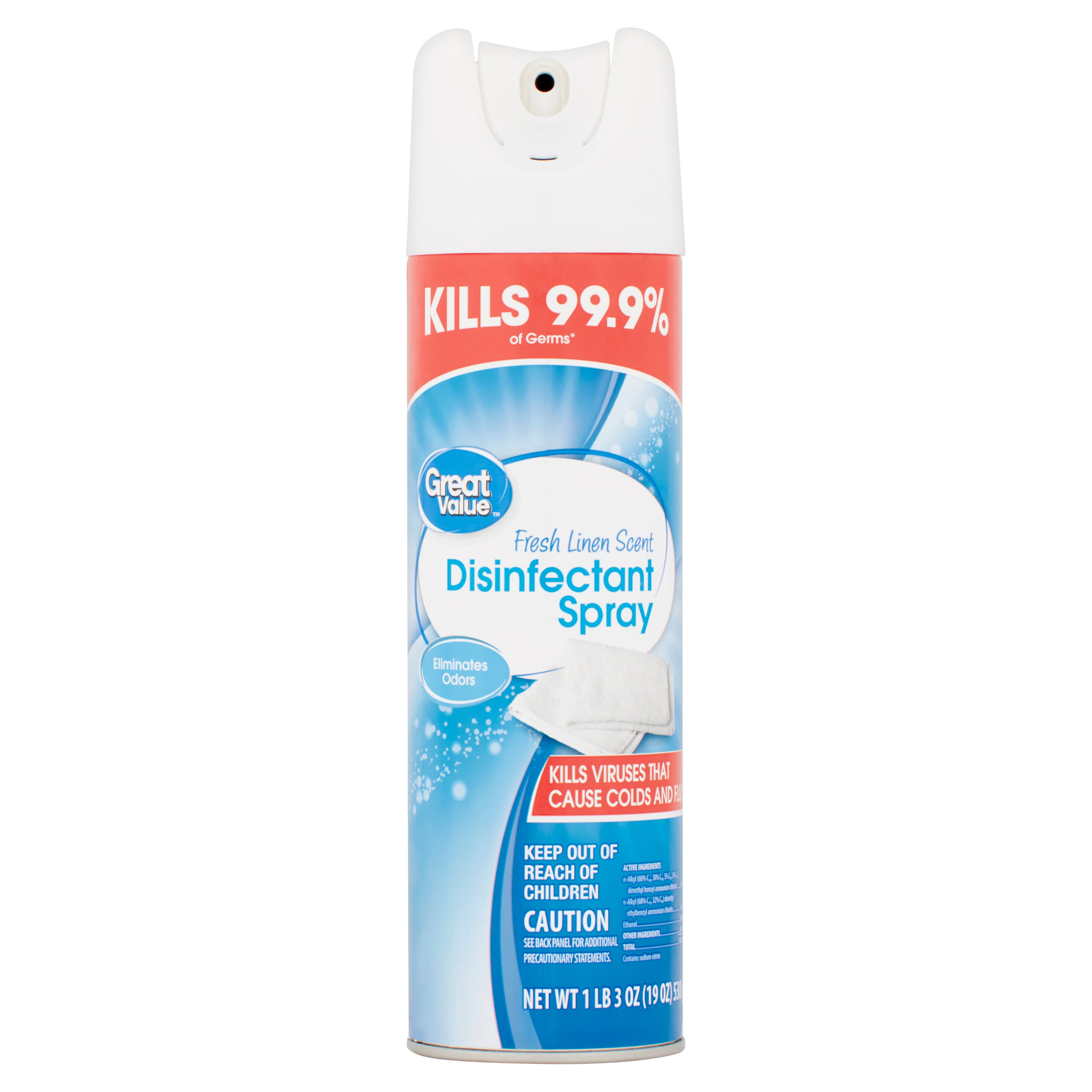 Great Value Fresh Linen Scent Disinfectant Spray, 1 lb 3 oz