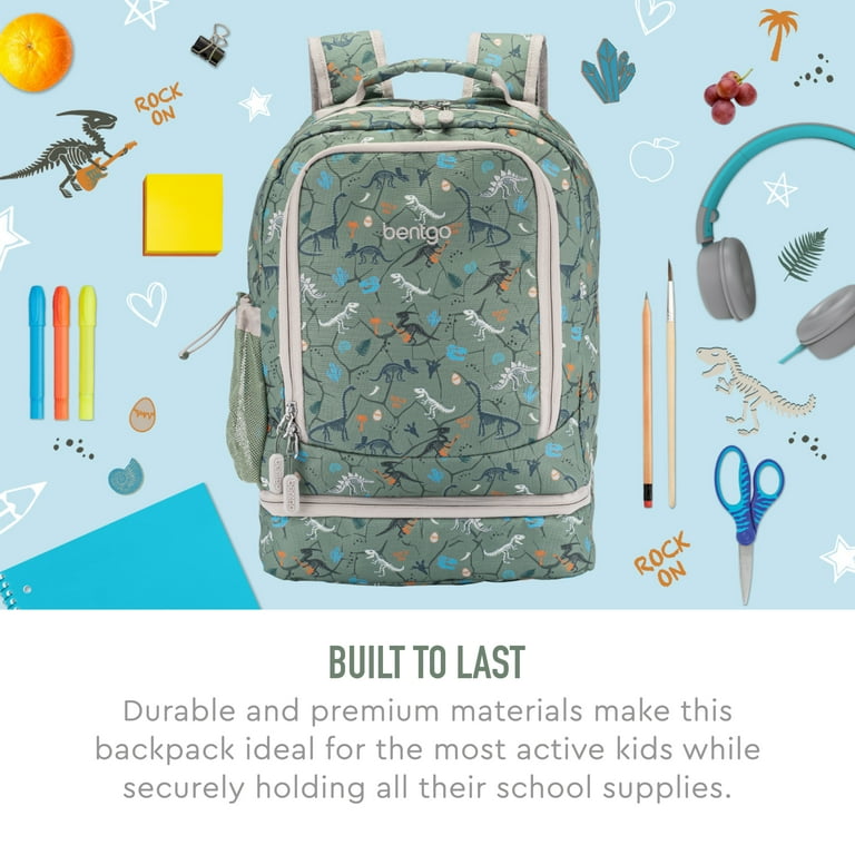 Bentgo Kids Prints 2-in-1 Backpack & Insulated Lunch Bag - Dino Fossils 