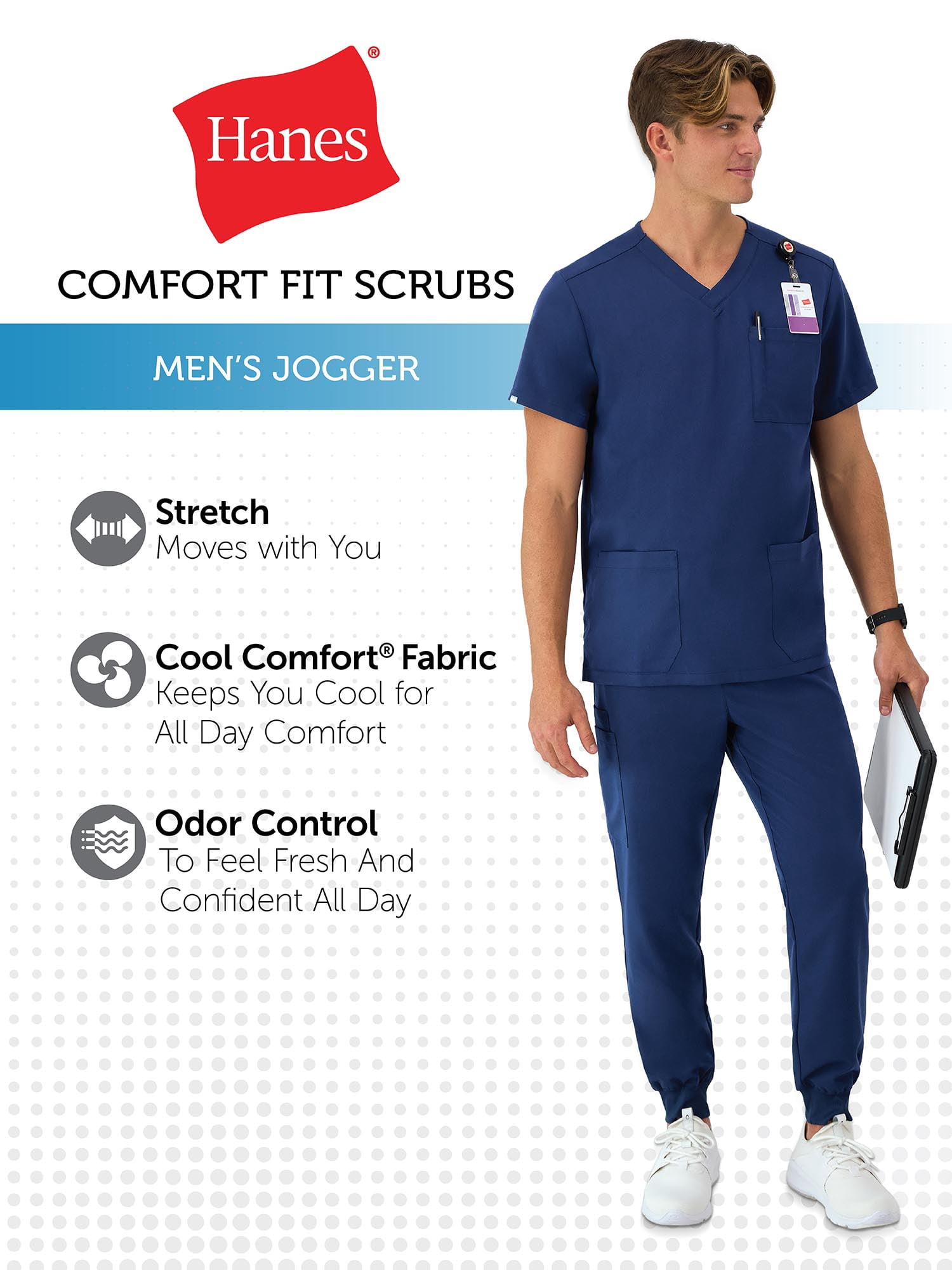 Hanes Mens Hanes Men's Scrubs Drawstring Jogger Scrub Pants, Comfort Fit, Sizes S-3XL
