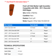 thumbnail image 2 of Front Left Side Marker Light Assembly - Compatible with 2006 - 2011 Chevy HHR Wagon 2007 2008 2009 2010, 2 of 2