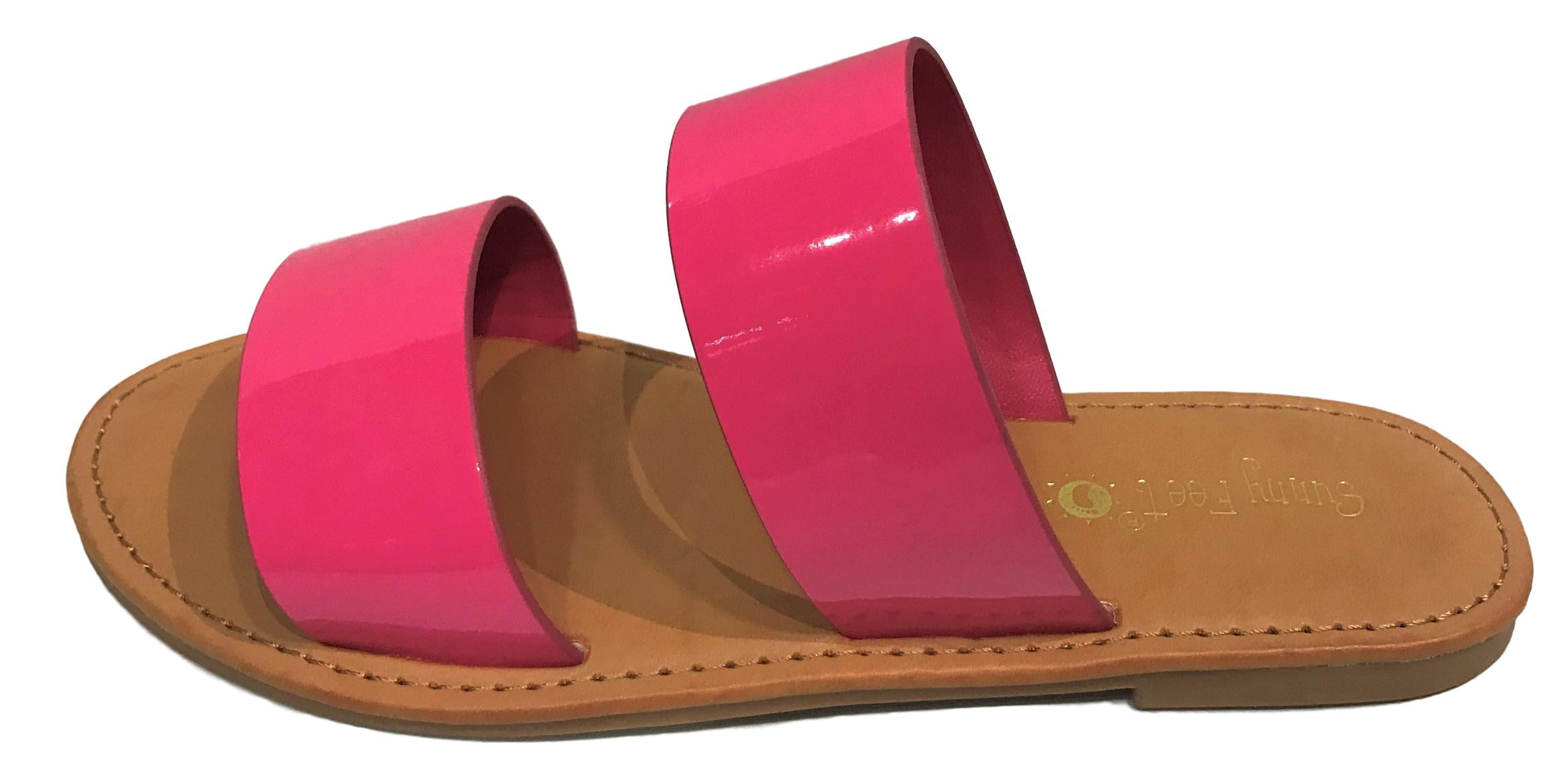 fuschia pink flat sandals