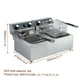 thumbnail image 5 of Freidora eléctrica comercial de 6/10/12 litros de doble tanque con cesta y tapa, freidora de acero inoxidable de sobremesa para papas fritas y aros de cebolla, 5 of 6
