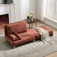 thumbnail image 3 of 3-In-1 Convertible Sleeper, Foldable Sofa Bed Recliner, Mid-Century Modern Decor, Suitable for Small Spaces, with Three Pillows, Can Be Placed in The Bedroom Study Room (Orange), 3 of 9