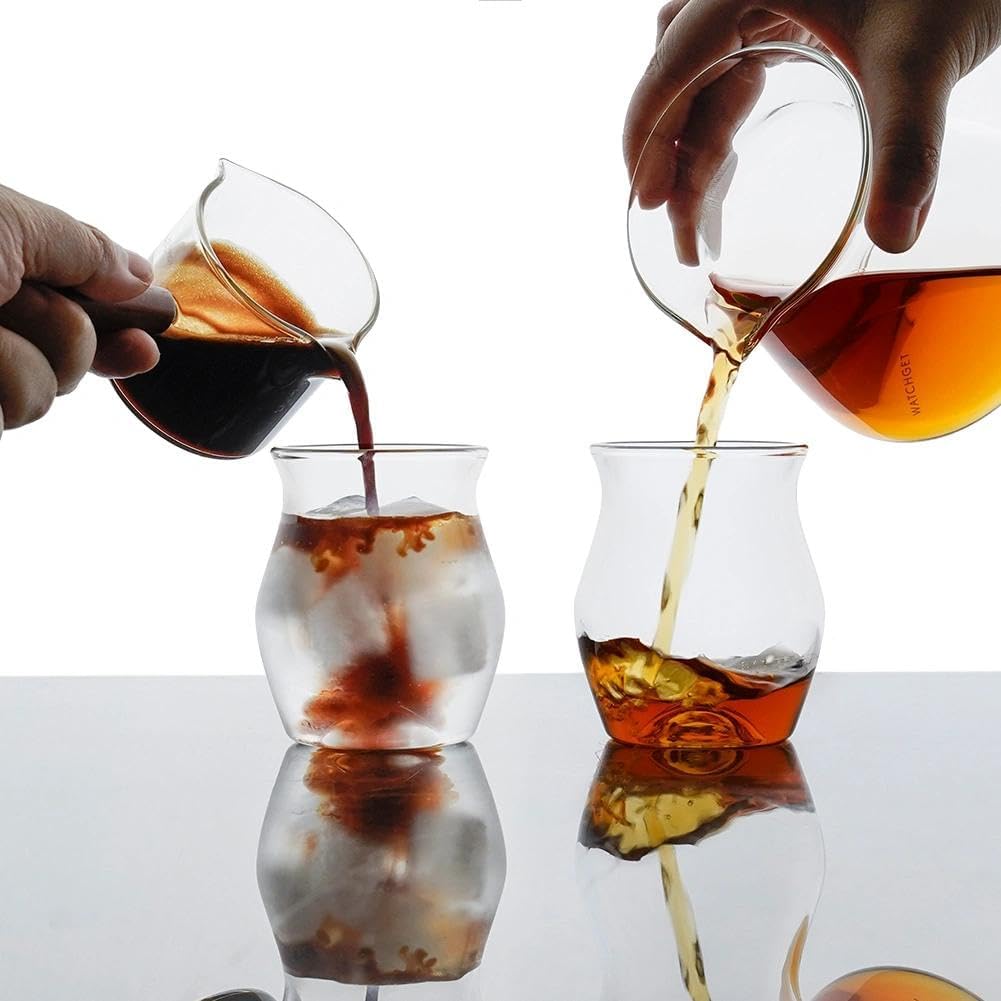 FEFEDFAA-Espresso Cup 5oz/150ml Single Wall Espresso Shot Glass for Specialty Coffee, Cold Brew, Espresso & Wine - Enhances Aroma Borosilicate Glass Cappuccino Sense Cup Drinking Mug, Clear
