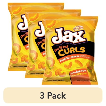 (3 pack) Jax Cheddar Cheese Puffed Curls, 8.5 oz Bag