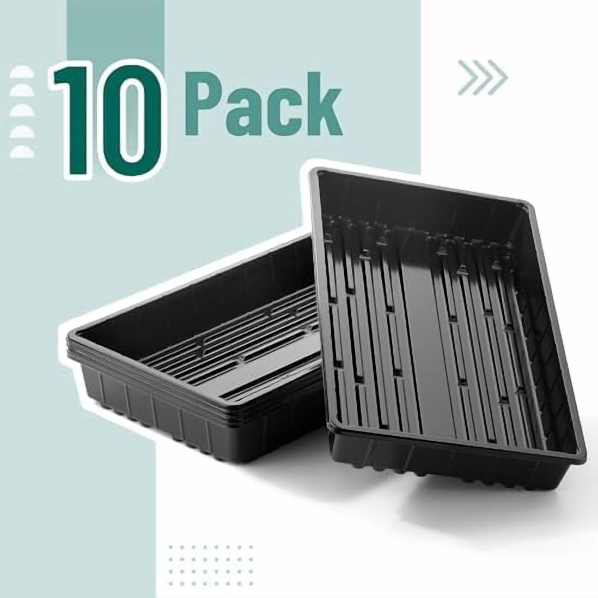 - Plastic Growing Trays, 10 Pack, Black, 17”x10”, Plant Tray, Seed Tray, Seedling Tray, Propagation Tray, Plant Trays for Seedlings, Seedling Starter Trays, Microgreens Growing Trays