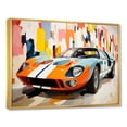 thumbnail image 2 of Designart "Vintage American GT Race Car in Orange" Architecture Framed Wall Art - Modern Orange Race Tracks Living Room Framed Canvas Art, 2 of 6