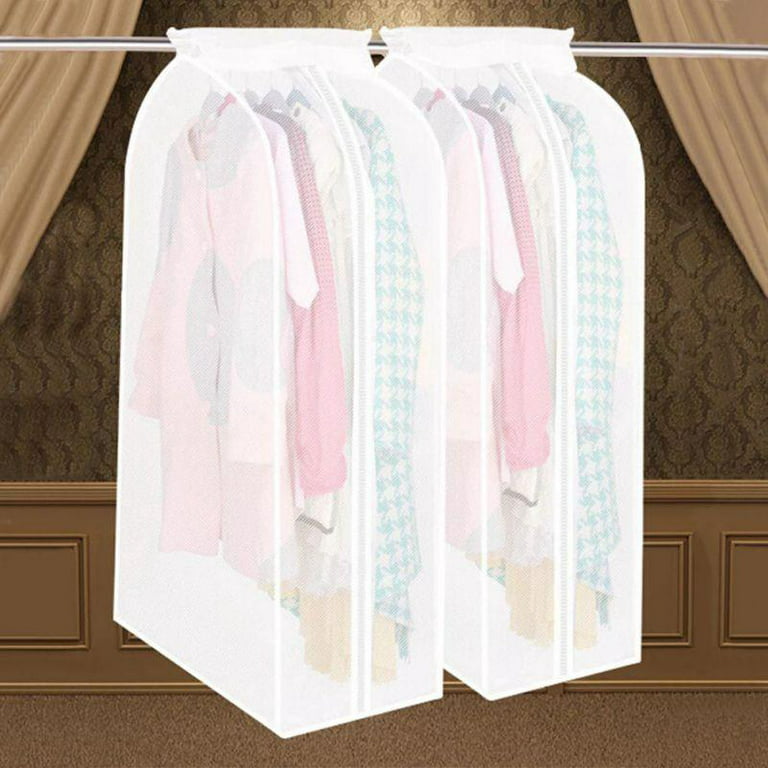 KEETDY 43 Hanging Garment Bags for Closet Storage Large Clear Window  Hanging Clothes Storage Garment Rack Cover Coat Protector for Suit,  Wardrobe