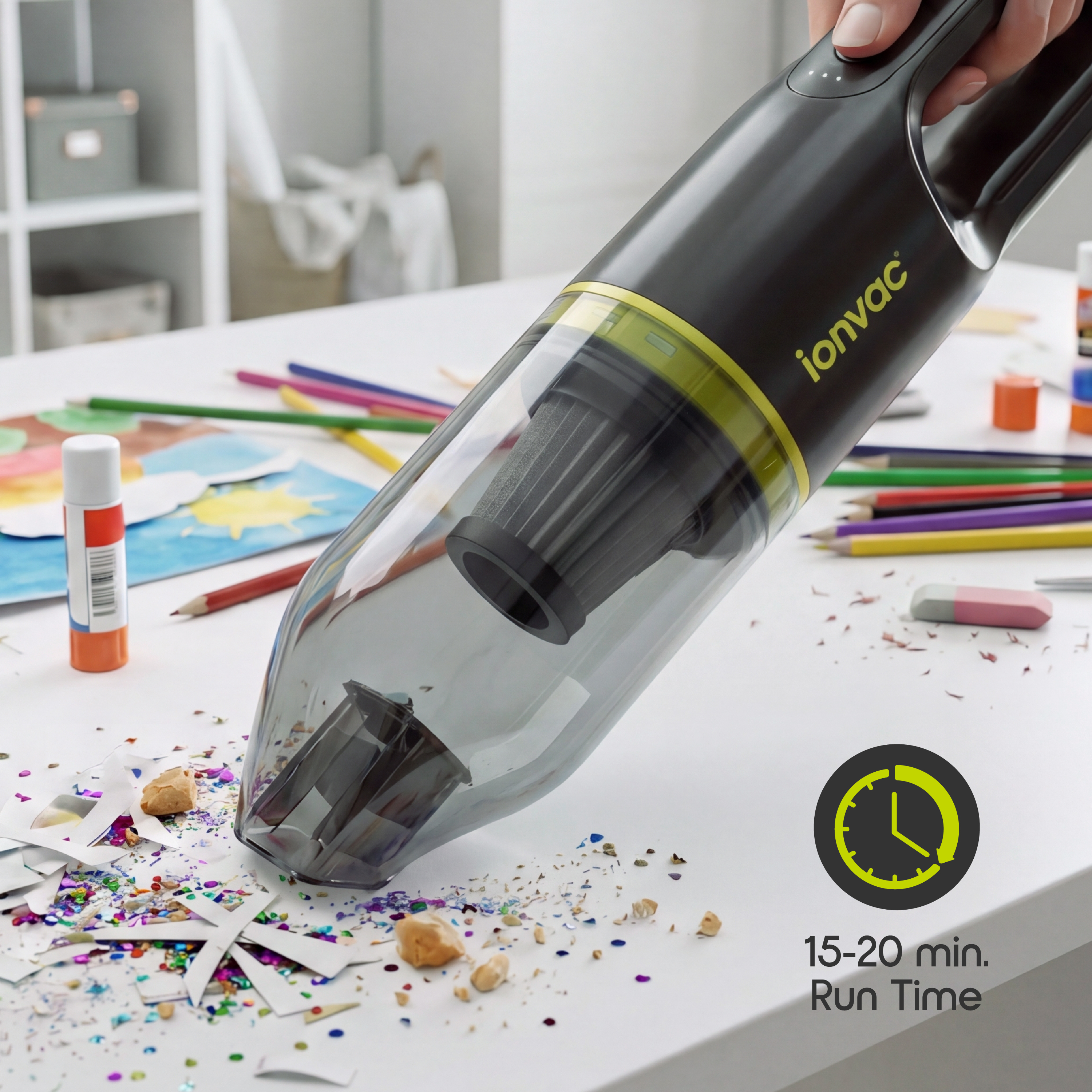 IonVac Handheld Cordless Vacuum, Green, with USB Charging photo 6