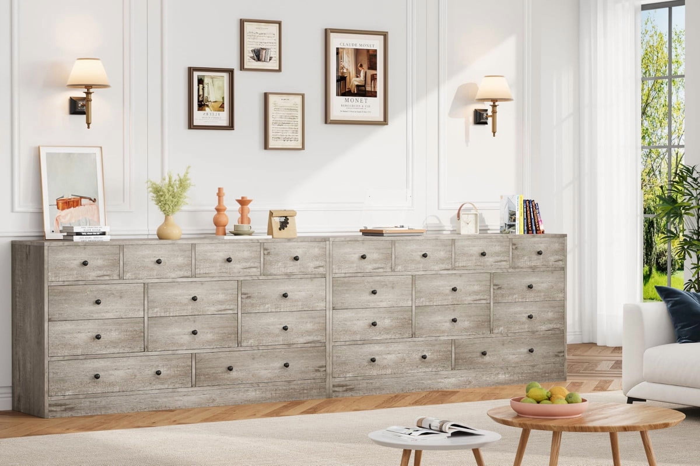 Towallmark Dresser for Bedroom,12 Drawer Dressers & Chests of Drawers, Wood Storage Drawer Dresser with Power Outlet, 61 Inch