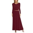 thumbnail image 2 of Sweet Hearts 2 Piece Sets for Women- Casual Modal Solid Maxi Skirt Long Sleeve Crop Tops Womens 2 Piece Outfits Fall Made in USA (Wine, Large), 2 of 7