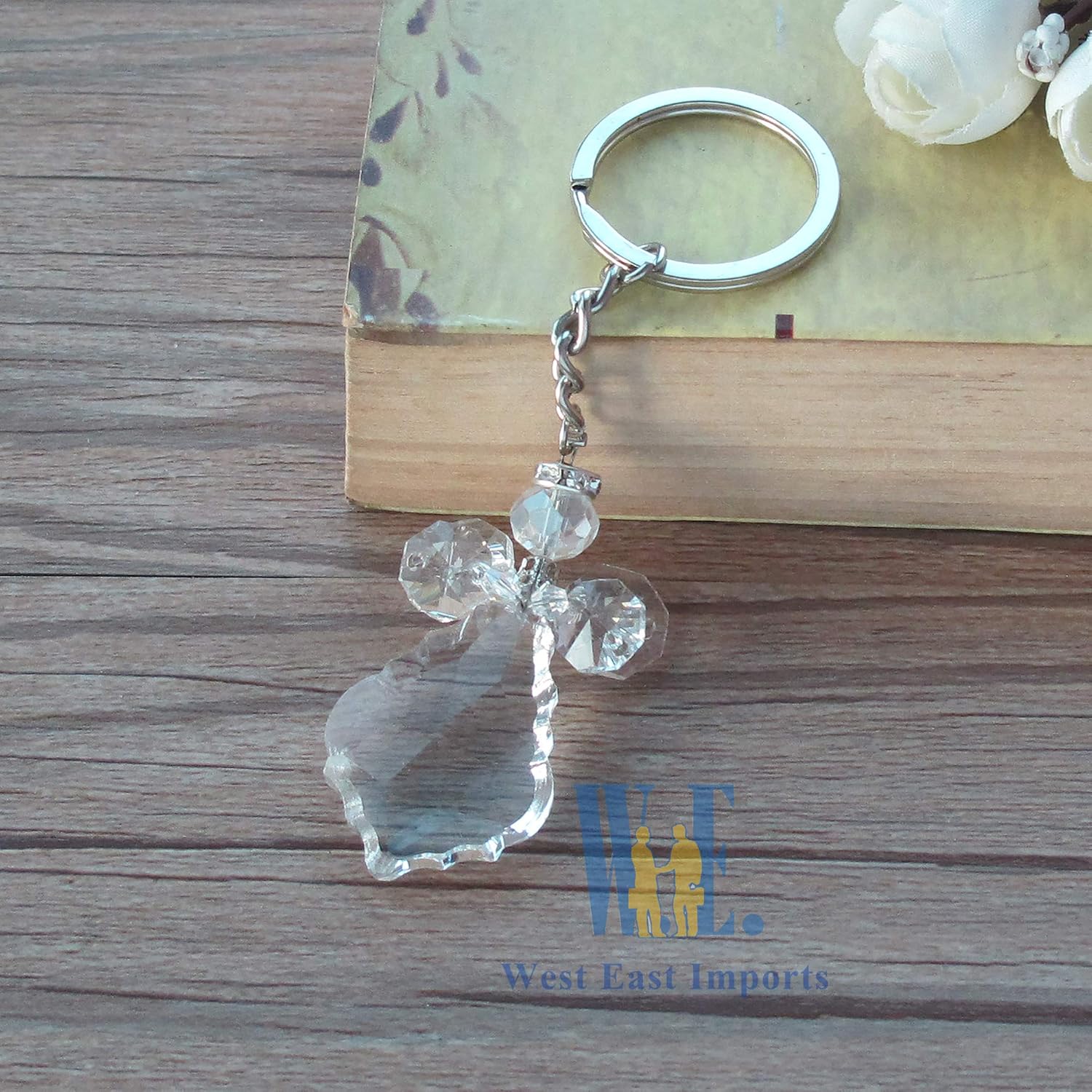 WE 12 Pcs Angel Crystal Keychain Decorated Organza Bag - Wedding / Baptism / Quinceanera / First Communion Favors