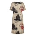 thumbnail image 4 of Halloween Womens Summer Dresses Novelty Halloween Party Graphic Medieval Dress Short Sleeve Stylish Loose Fit Flowy Midi Halloween Costumes for Women Black XXXL, 4 of 6