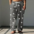 thumbnail image 1 of Pantalones largos para hombre, cintura elástica, transpirables, cómodos, suaves, informales, de playa, de poliéster., 1 of 5