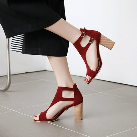 

Frosted Cloth Faux Leather High Heels Ladies Summer Sandals Size 35-43