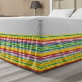 thumbnail image 1 of Colorful Bed Skirt, Hand Drawn Brush Marks with Rainbow Theme Paint Smear Stripes Design Worn out Look, Elastic Bedskirt Dust Ruffle Wrap Around for Bedding Decor, 4 Sizes, Multicolor, by Ambesonne, 1 of 2