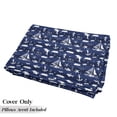 thumbnail image 5 of Navy Blue Floor Pillow Lounger Cover, Sailboat Vertical Stripe Pattern Anchor Fishes Gulls Paint Effect Nautical Theme, Nap Mat Printed Fabric Case for 5 Pillows, 88" x 36", Blue White, by Ambesonne, 5 of 5