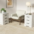 thumbnail image 4 of IDEALSOUL Nightstand Set of 2,White Farmhouse End Table with Charging Station,3 Drawers Storage, 4 of 12