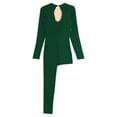 thumbnail image 7 of Linjinx Women Gymnastics Leotard Unitard Full Length One Piece Rhinestone Figure Ice Skating Jumpsuit Green M, 7 of 7
