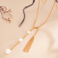 thumbnail image 4 of NICKSUN Minimalist Long Layered Necklace for Women, Luxury Stackable Beaded Lariat Chain with Heart & Imitation Pearl Pendants, 4 of 8