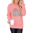 thumbnail image 2 of Sweatshirts Graphiques Pumpkin Imprimé Léopard Halloween pour Femmes Col Rond Manches Longues Décontracté Coupe Ample Hauts, 2 of 3