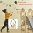 thumbnail image 2 of 5 in 1 Toddler Bus Slide and Swing Set, Children Large Playground Climber Slide Playset with Swing, Climber, Basketball Hoop, Playground Bus Slide Set for Indoor Outdoor, Grey, 2 of 9
