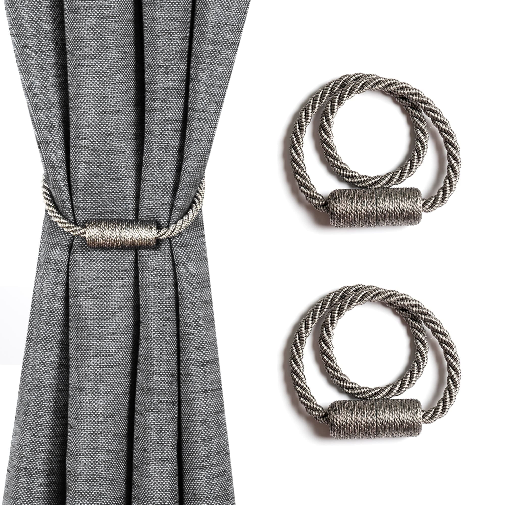 Mainstays 2-Pack Magnetic Tiebacks for Curtains, 17.5 Inch - Gray