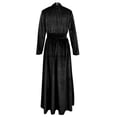 thumbnail image 4 of Women's Velvet Maxi Dress Long Puff Sleeve Crew Neck Elastic High Waist Party Bridesmaid Dresses For Casual Everyday Wear, 4 of 7