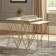 thumbnail image 2 of Pemberly Row 2-Piece Marble Top Nesting Table in White and Gold, 2 of 5