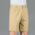 thumbnail image 5 of Lovskoo Men's Dress Shorts Flat Front Solid Color High Waist Knee Length Pants Business Suit Pants Straight Leg Shorts Khaki, 5 of 6
