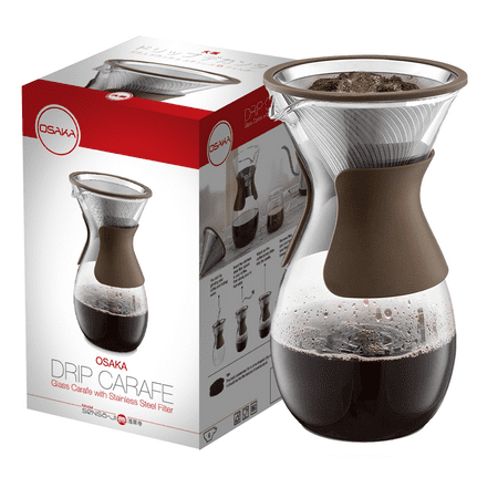 - Osaka Drip Carafe - Pour Over Drip Brewer w/ Stainless Steel Filter, Senso-Ji Series - Mocha/Brown