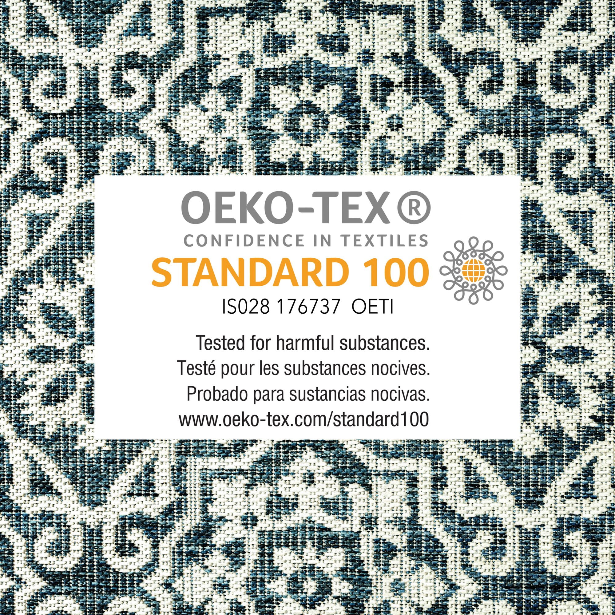 Nicole Miller New York Patio Country Danica Transitional Geometric Indoor/Outdoor Area Rug, Blue/White, 5'2"x7'2"