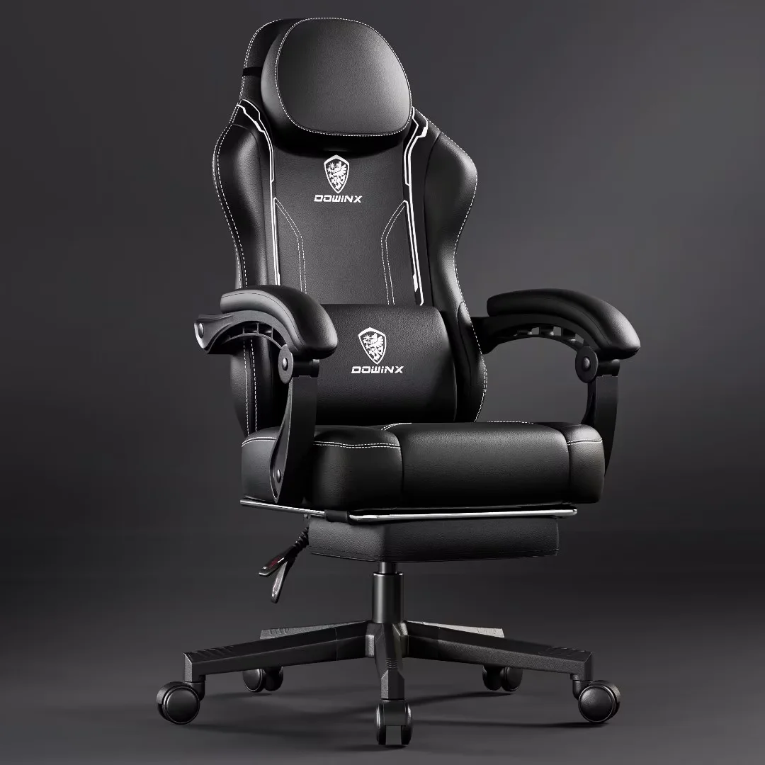 Dowinx Gaming Chair with Pocket Spring Cushion for Adults, Ergonomic Computer Chair with Footrest and Massage Lumbar Support for Office, Gaming, 300LBS, Black