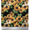 thumbnail image 1 of Soimoi Black Rayon Crepe Fabric Leaves & Sunflower Floral Print Fabric by Yard 46 Inch Wide, 1 of 3