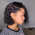thumbnail image 3 of Peluca corta de ondas profundas, cabello humano virgen brasileño rizado, peluca corta bob rizada con cierre frontal, pelucas cortas negras, 3 of 5