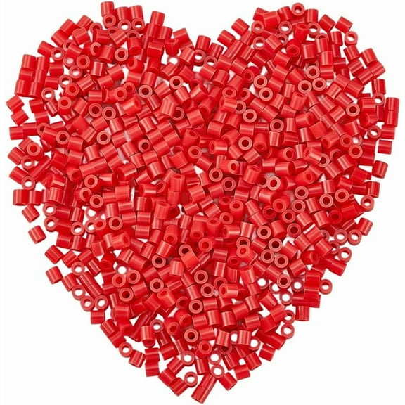 1 Box 2000 Pieces Red Melting Beads Crafts 5mm Fuse Beads Bulk Storage Refills Plastic Iron Melty with 3mm Hole Compatible Hama Replenish Accessories