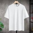 thumbnail image 3 of Camiseta de manga corta 100% algodón puro para hombre y mujer, camiseta de marca holgada y de moda., 3 of 4