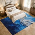 thumbnail image 4 of Abstract Ocean Area Rugs 8'x10', Washable Small Throw Rugs for Living Room Patio, Coastal Beach Sea Blue White Modern Art Indoor Outdoor Rug Non-Slip Low Pile Carpet Runner Reversible Floor Mats, 4 of 8