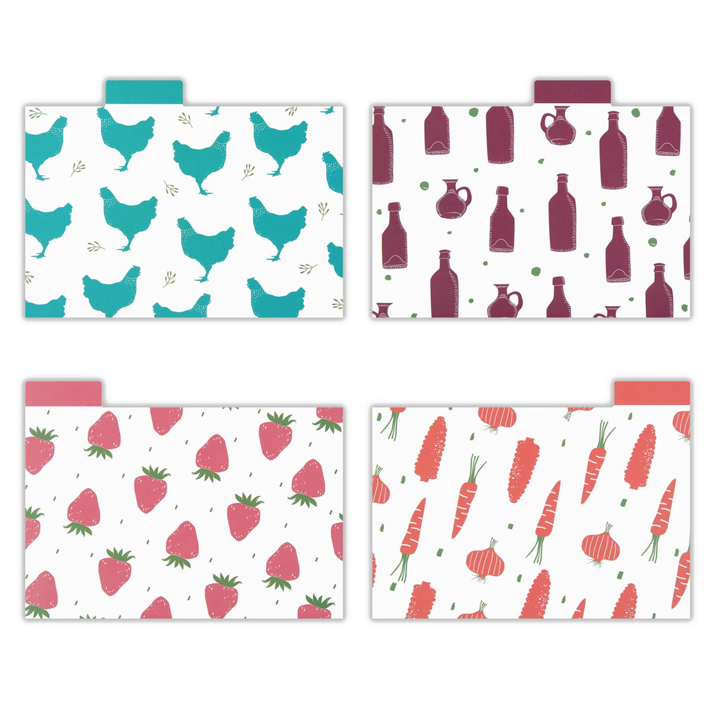 Outshine Premium Recipe Card Dividers 4x6 with Tabs, Farmhouse Kitchen Design (Set of 24