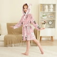 thumbnail image 4 of FORMRS Niños Bathrobe Unisex Hooded Robe Soft Plush Pajamas Sleepwear, Size 2-3T, Brown Hand Drawn Cups, 4 of 7